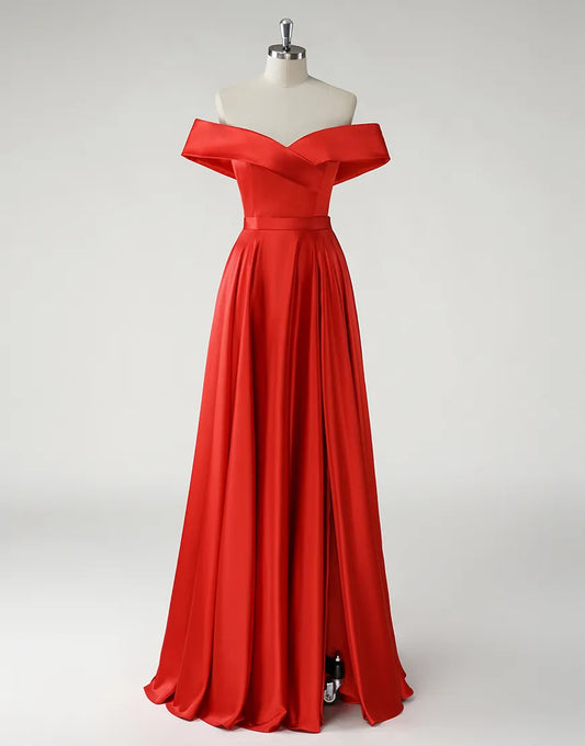 QIAIWAN's elegant A-line strapless satin ball gown