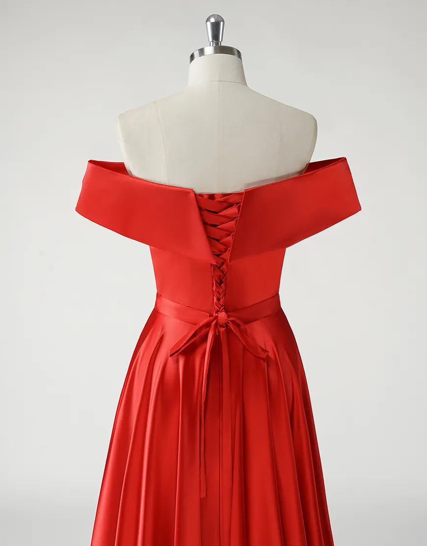 QIAIWAN's elegant A-line strapless satin ball gown