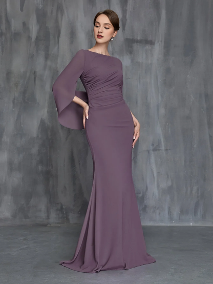 Elegant slim fit mermaid chiffon ball gown from QIAIWAN