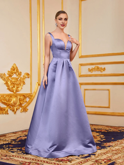QIAIWAN  Elegant sleeveless backless satin ball gown from