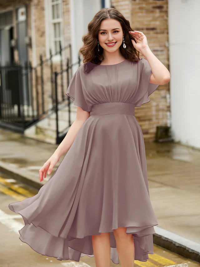 Elegant chiffon backless homecoming dress - QIAIWAN Dress
