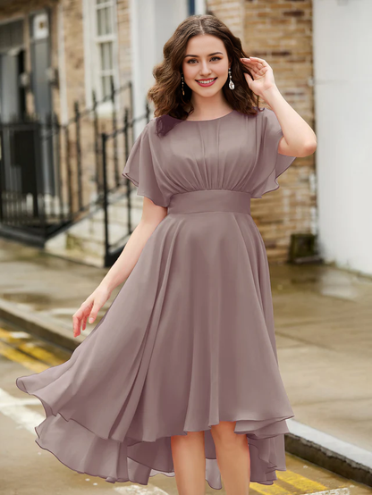 Elegant chiffon backless homecoming dress - QIAIWAN Dress