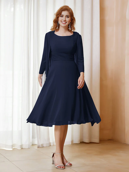 Chiffon pleated bridal mother's dress - QIAIWAN Dress
