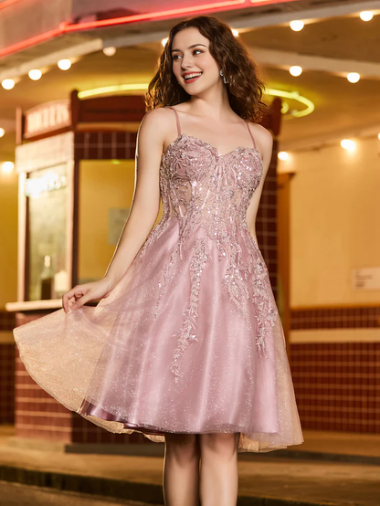 Tight applique chiffon homecoming dress - QIAIWAN Dress