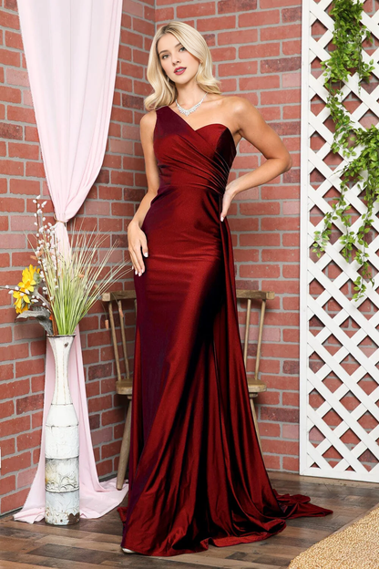 QIAIWAN Dress satin single shoulder sleeveless ball gown