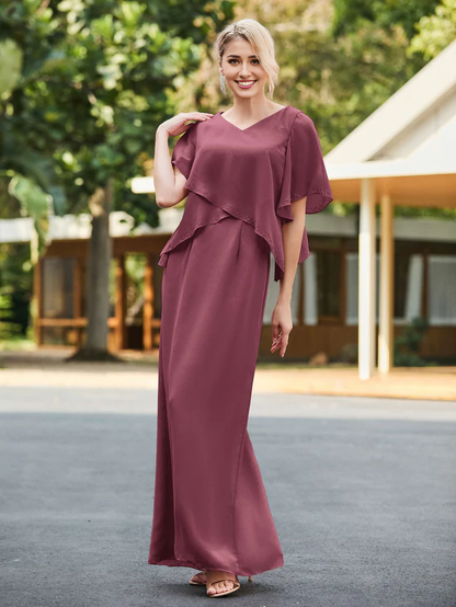 Chiffon V-neck Bridal Mother's Dress - QIAIWAN Dress