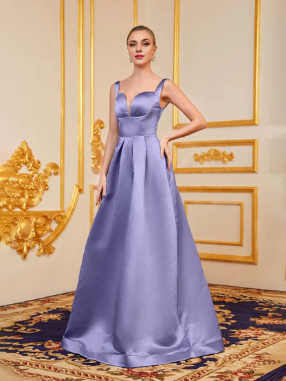 QIAIWAN  Elegant sleeveless backless satin ball gown from