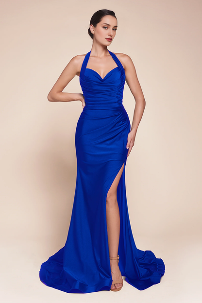 QIAIWAN Dress satin camisole sleeveless backless ball gown