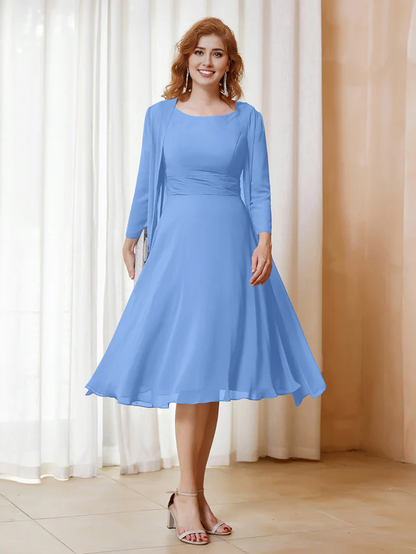 Chiffon pleated bridal mother's dress - QIAIWAN Dress