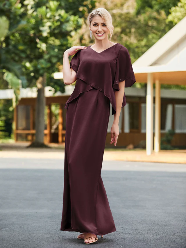 Chiffon V-neck Bridal Mother's Dress - QIAIWAN Dress