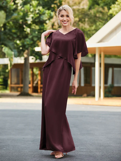 Chiffon V-neck Bridal Mother's Dress - QIAIWAN Dress