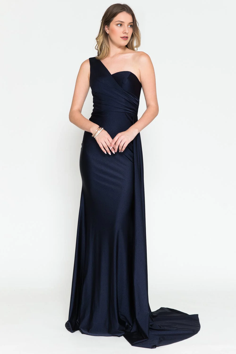 QIAIWAN Dress satin single shoulder sleeveless ball gown