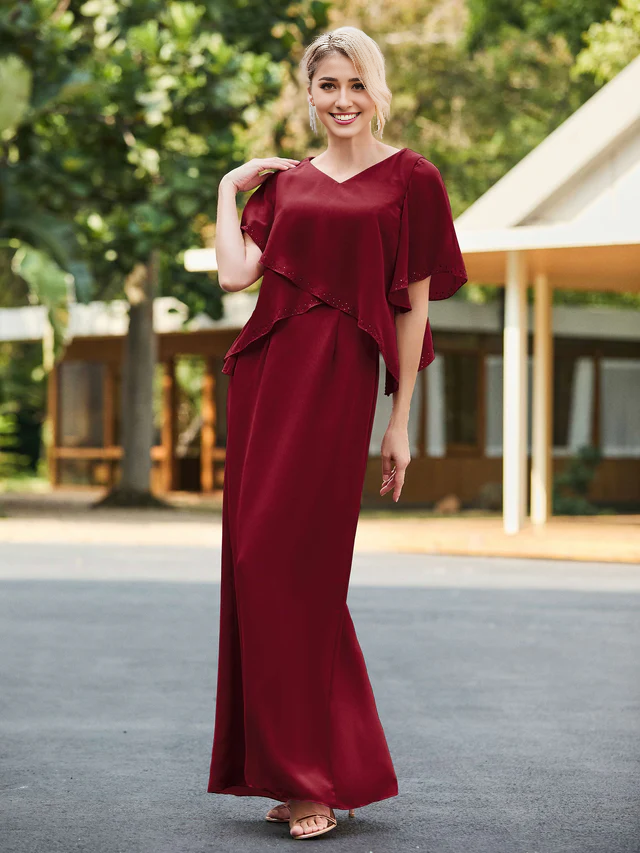 Chiffon V-neck Bridal Mother's Dress - QIAIWAN Dress