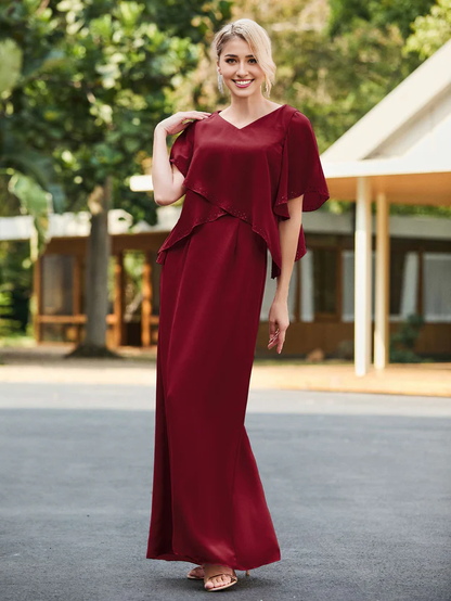 Chiffon V-neck Bridal Mother's Dress - QIAIWAN Dress