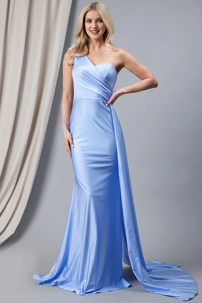 QIAIWAN Dress satin single shoulder sleeveless ball gown