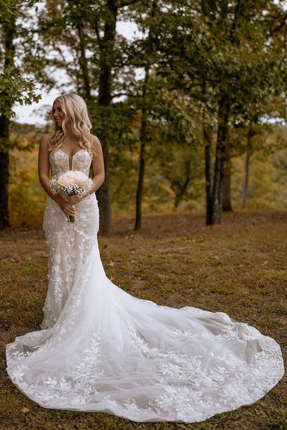 Mermaid Sweetheart Floral Lace Wedding Dresses