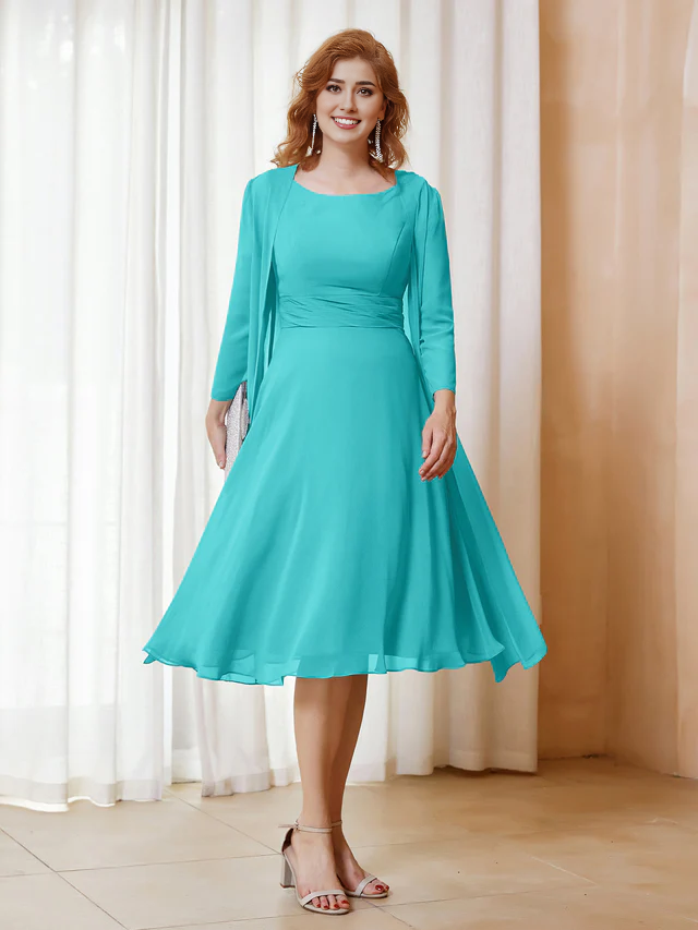 Chiffon pleated bridal mother's dress - QIAIWAN Dress