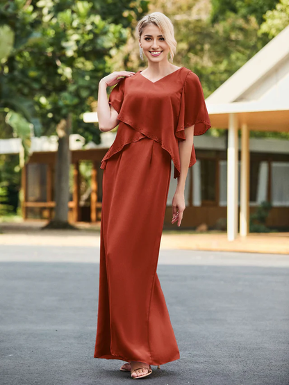 Chiffon V-neck Bridal Mother's Dress - QIAIWAN Dress