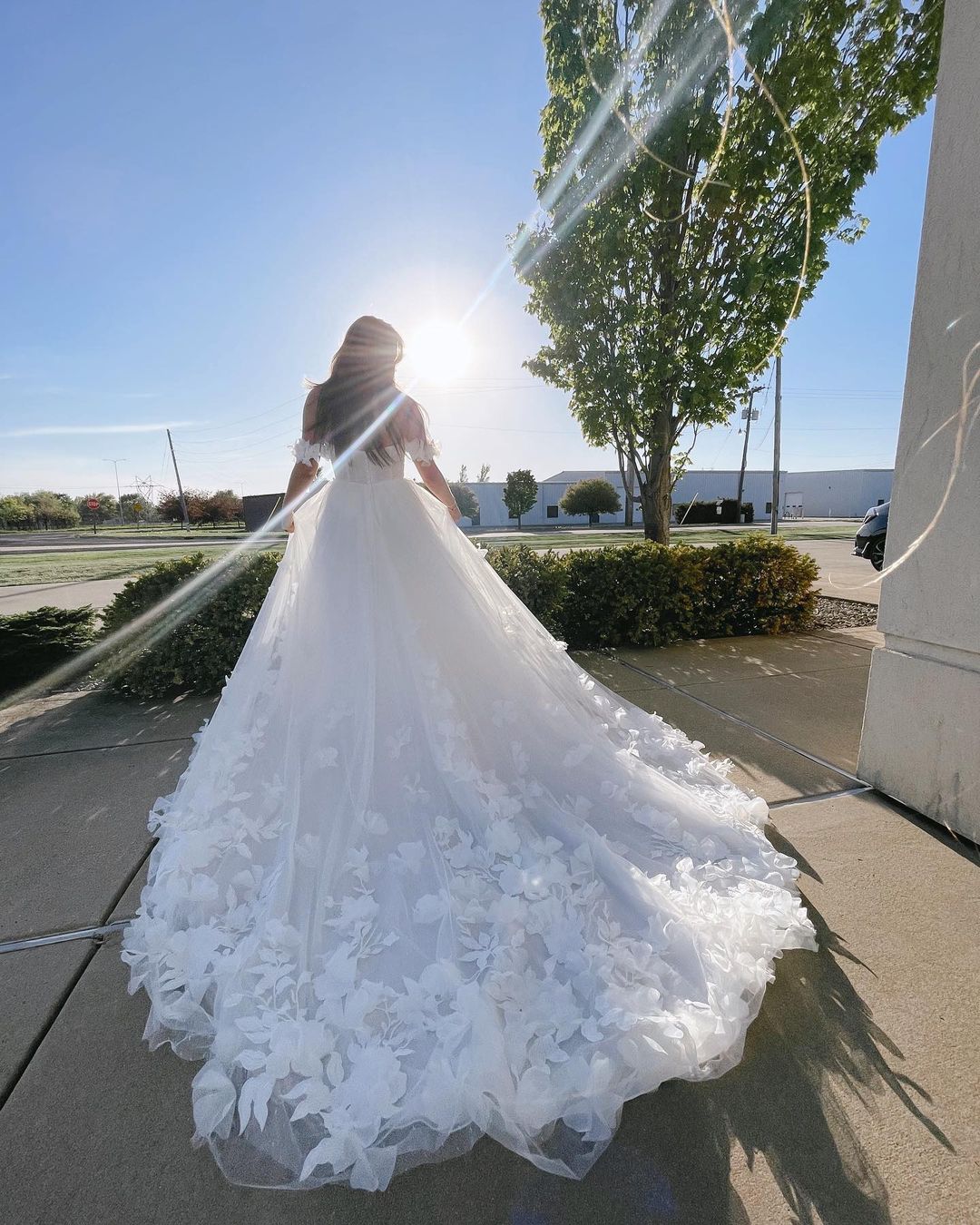 Fairy Ball Gown Sweetheart Tulle Long Wedding Dresses with 3D Flowers