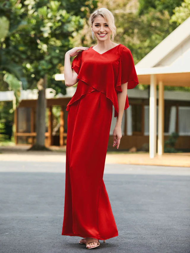 Chiffon V-neck Bridal Mother's Dress - QIAIWAN Dress