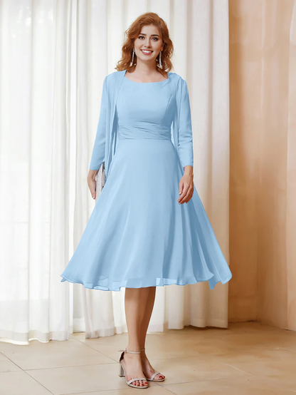 Chiffon pleated bridal mother's dress - QIAIWAN Dress