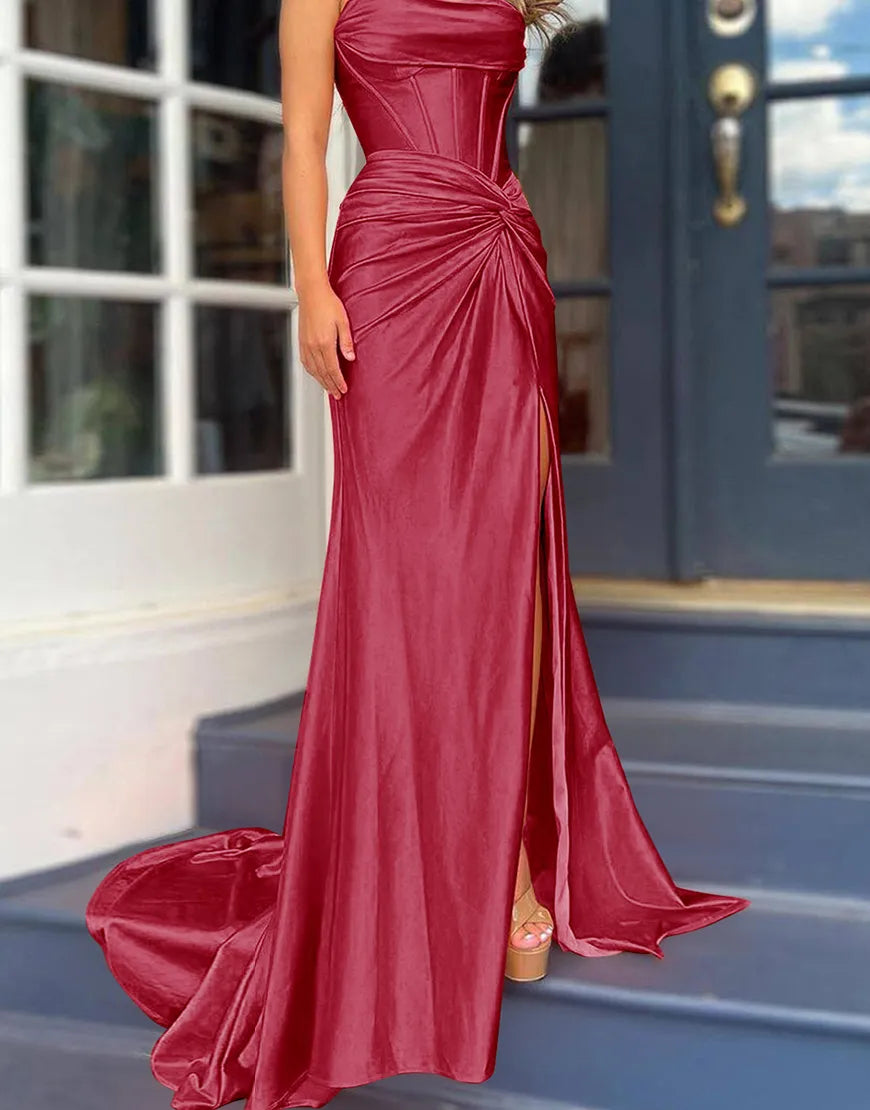 QIAIWAN Dress Elegant Mermaid Sleeveless Off Shoulder Ball Dress