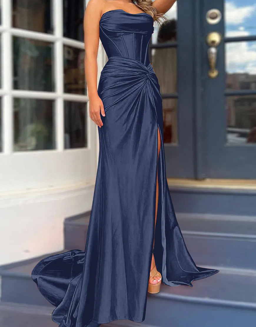 QIAIWAN Dress Elegant Mermaid Sleeveless Off Shoulder Ball Dress