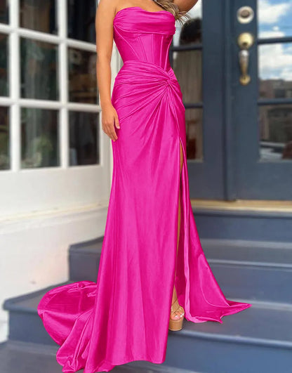 QIAIWAN Dress Elegant Mermaid Sleeveless Off Shoulder Ball Dress