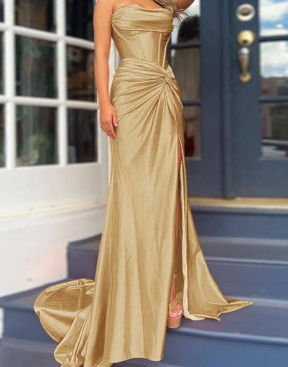 QIAIWAN Dress Elegant Mermaid Sleeveless Off Shoulder Ball Dress