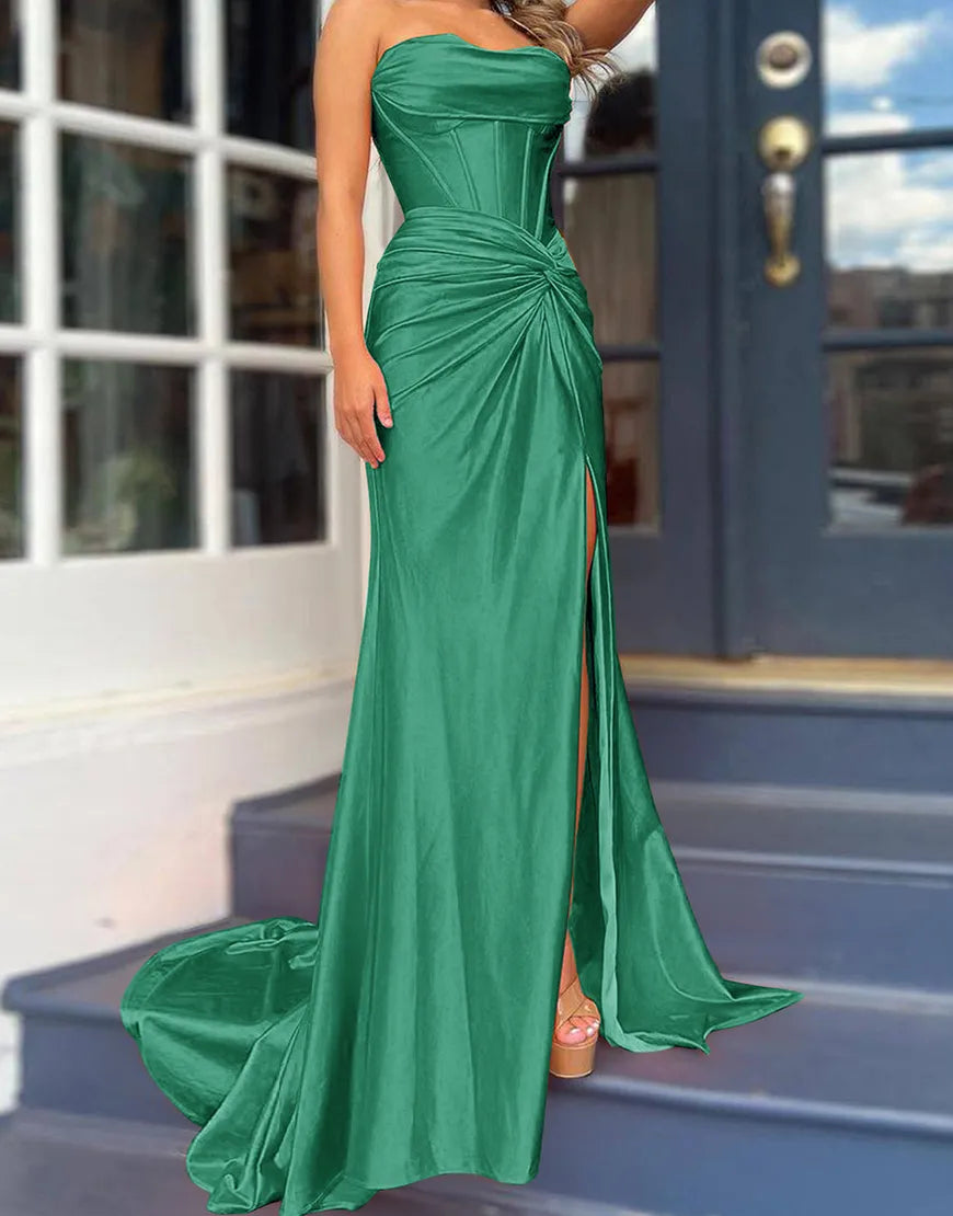 QIAIWAN Dress Elegant Mermaid Sleeveless Off Shoulder Ball Dress