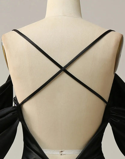 QIAIWAN Dress elegant slim shoulder strap backless floor mopping ball gown