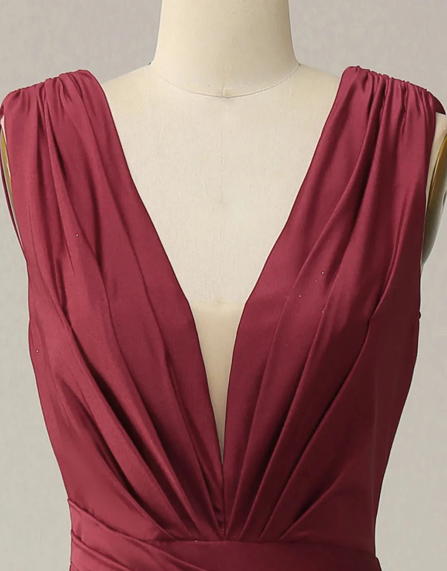 QIAIWAN Dress Elegant Mermaid V-neck Sleeveless Ball Dress