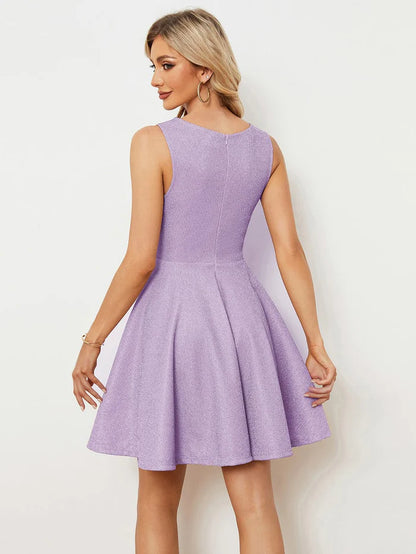 Glitter Round Neckline Sleeveless Short Homecoming Dress