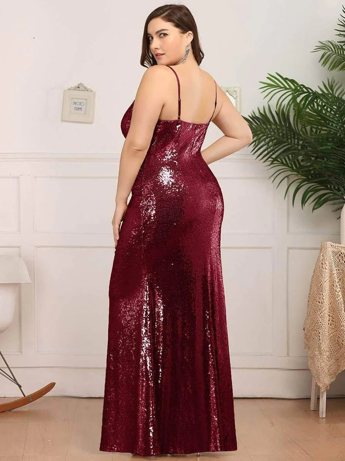 Plus Size Sparkly Sequin Long Mermaid Formal Party Dresses