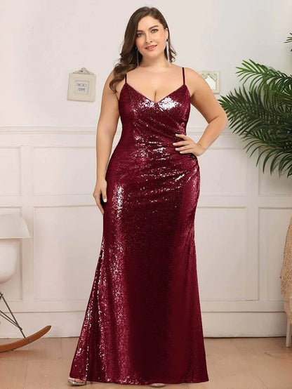 Sexy Sequin Backless Fishtail Evening Gowns for Women