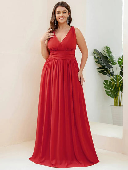 Elegant Sleeveless V-Neck Semi-Formal Chiffon Maxi Dress