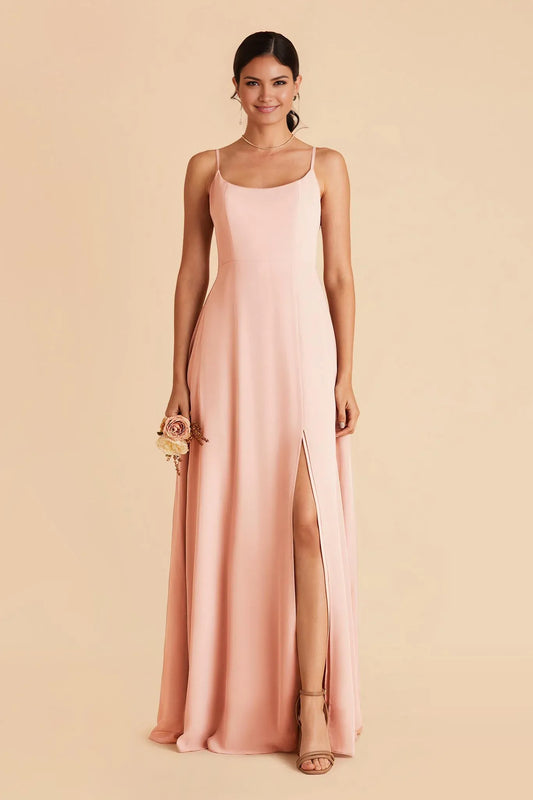 Sleek Sheath Satin Square Neck Spaghetti Strap Zipper Back Floor Length Bridesmaid Dress