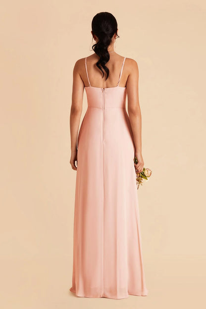 Sleek Sheath Satin Square Neck Spaghetti Strap Zipper Back Floor Length Bridesmaid Dress