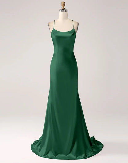 QIAIWAN's Mermaid Satin Lace Ball Dress with Full Charm