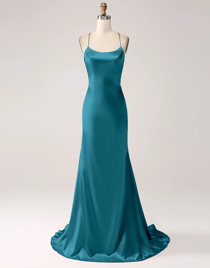 QIAIWAN's Mermaid Satin Lace Ball Dress with Full Charm