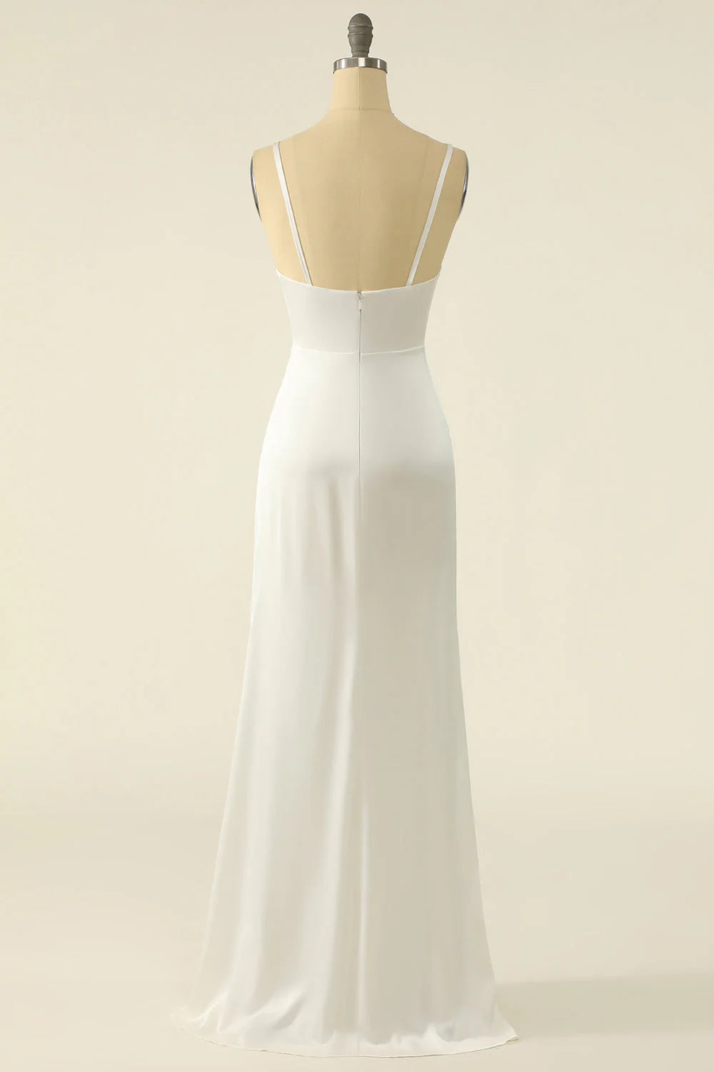 Thin shoulder strap backless sleeveless wedding dress - QIAIWAN Dress