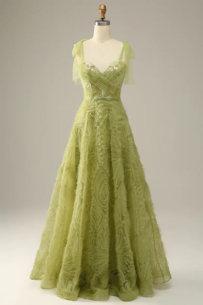 Light Green A-Line Prom Dress With Embroidery Slip Dress