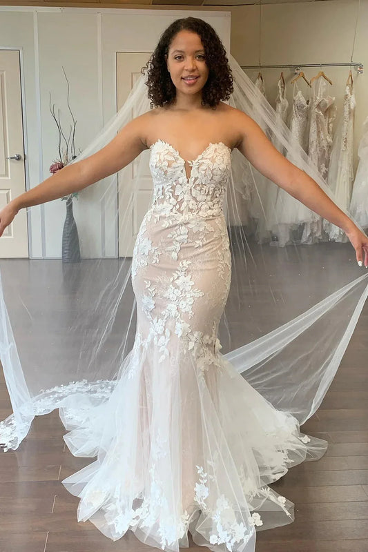 Mermaid Sweetheart Tulle Lace Wedding Dresses