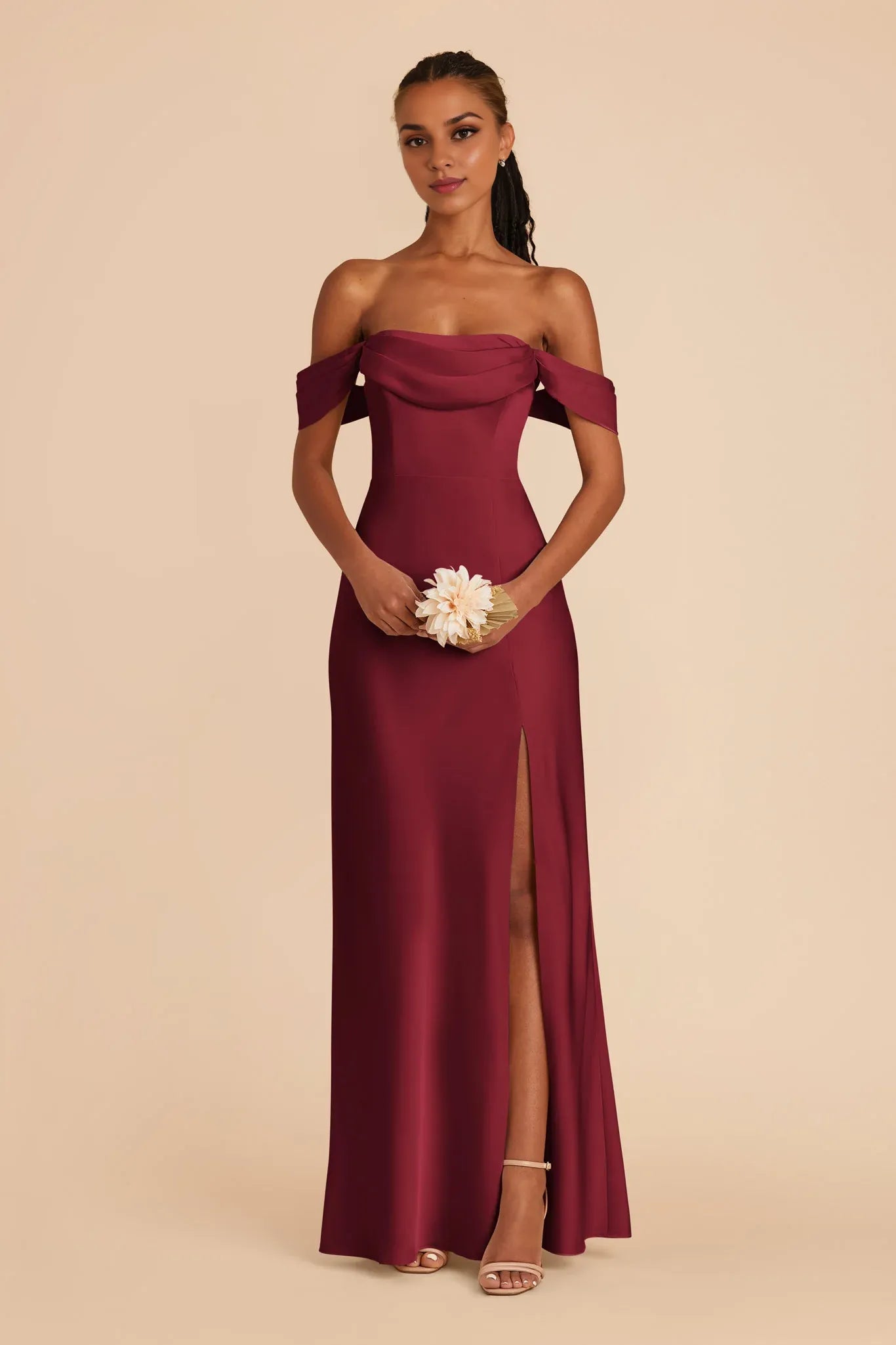 Luxurious Fitted Square Neck Spaghetti Strap Satin Open Back Floor Length Bridesmaid Dresses