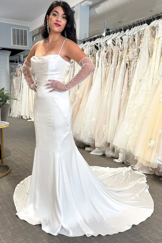 Mermaid Cowl Neck Silk Satin Wedding Dresses