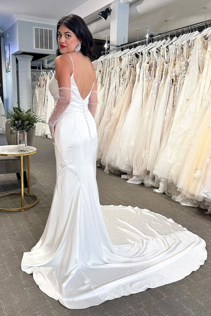 Mermaid Cowl Neck Silk Satin Wedding Dresses