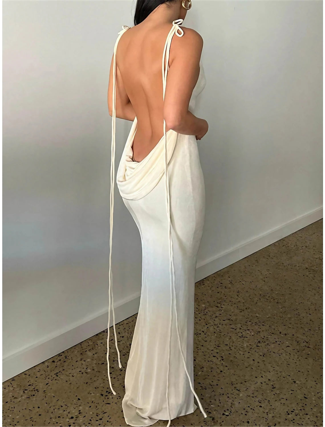 Women's Cocktail Dress Long Dress Maxi Dress Party Dress Sheath Dress Pure Color Hoty Dress Party Backless Sleeveless Strap Dress Regular Fit White Blue Orange Spring Summer Fall Winter