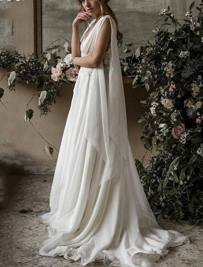 Simple Wedding Dresses Wedding Dresses A-Line V Neck Short Sleeve Tea Length Satin Bridal Gowns With Pleats Solid Color