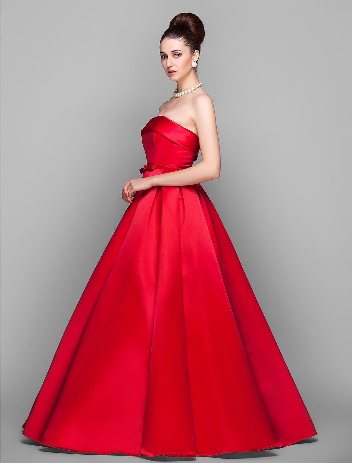 Ball Gown Elegant Dress Quinceanera Prom Floor Length Sleeveless Strapless Satin with Bow(s)