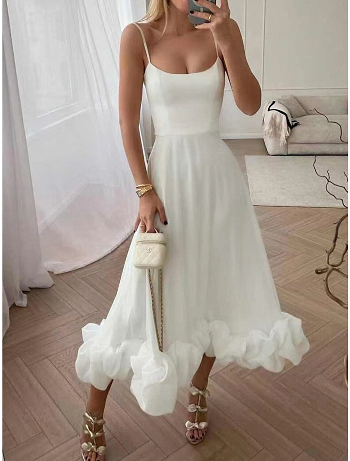 Women's Prom Dress Party Dress Swing Dress Long Dress Maxi Dress Black White Blue Sleeveless Pure Color Ruched Summer Spring Autumn Spaghetti Strap Party Evening Party Wedding Guest Summer Dress